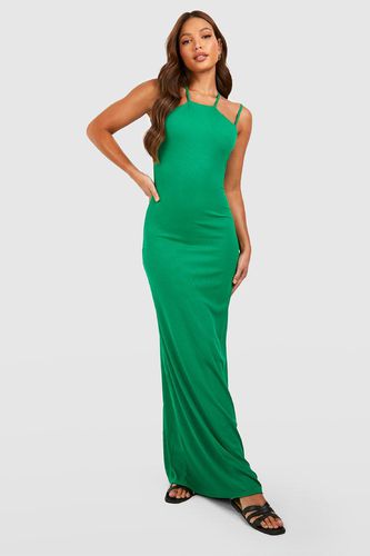 Womens Tall Crinkle Texture Halter Multi Strap Midaxi Dress - - 6 - boohoo - Modalova