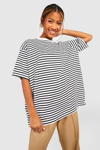 Womens Basic Cotton Oversized Striped T-shirt - - 12 - boohoo - Modalova