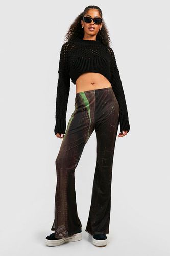 Womens Abstract Printed Mesh Flared Trousers - - 10 - boohoo - Modalova