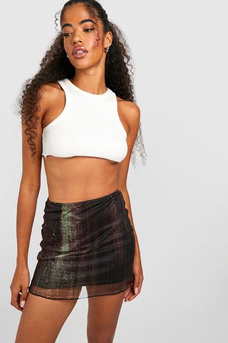 Womens Abstract Printed Mesh Mini Skirt - - 14 - boohoo - Modalova