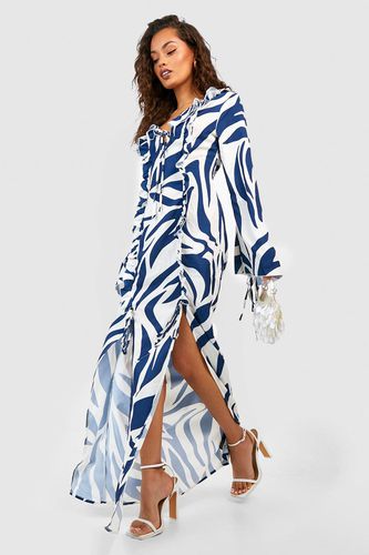 Womens Zebra Ruffle Detail Maxi Dress - - 8 - boohoo - Modalova