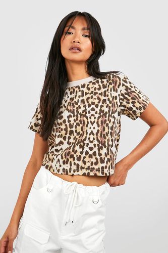 Womens Boxy Leopard Cropped T-shirt - - 10 - boohoo - Modalova
