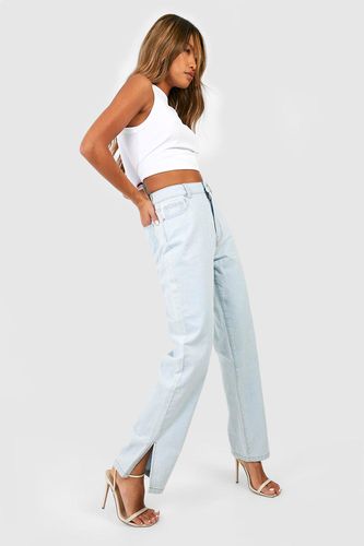 Womens Basics High Waisted Split Hem Straight Leg Jeans - - 10 - boohoo - Modalova
