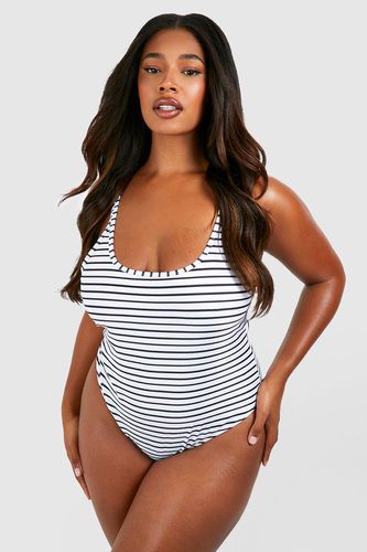 Womens Plus Stripe Strappy Swimsuit - - 16 - boohoo - Modalova