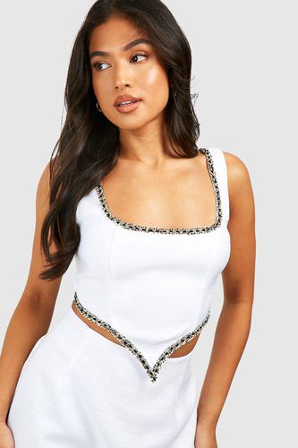 Womens Petite Boucle Trim Corset - - 14 - boohoo - Modalova