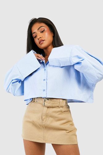 Womens Petite Cropped Stripe Shirt - - 12 - boohoo - Modalova