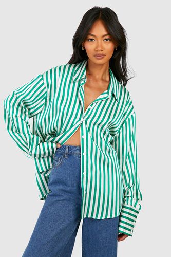 Womens Stripe Satin Shirt - - 6 - boohoo - Modalova