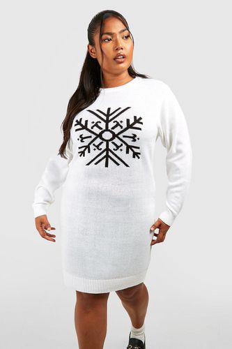 Womens Plus Snowflake Christmas Jumper Dress - - 22 - boohoo - Modalova