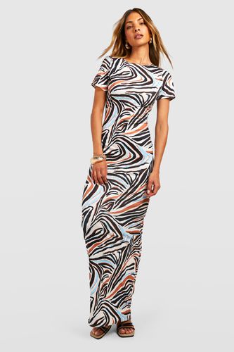 Womens Zebra Print Cap Sleeve Maxi Dress - - 10 - boohoo - Modalova