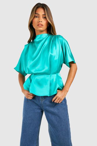 Womens Satin High Neck Cowl Blouse - - 6 - boohoo - Modalova