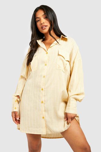 Womens Petite Stripe Pocket Detail Oversized Shirt Dress - - 6 - boohoo - Modalova