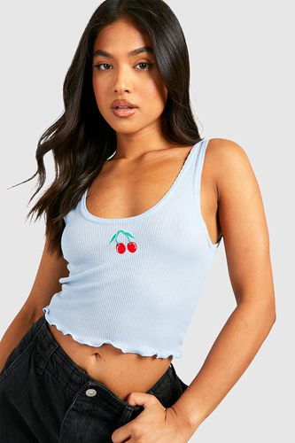 Womens Petite Cherry Embroidery Cropped Vest - - 8 - boohoo - Modalova