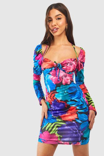 Womens Floral Slinky Mini Dress - - 8 - boohoo - Modalova