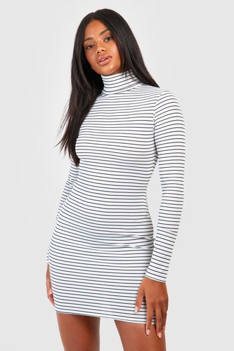 Womens Roll Neck Stripe Mini Dress - - 12 - boohoo - Modalova