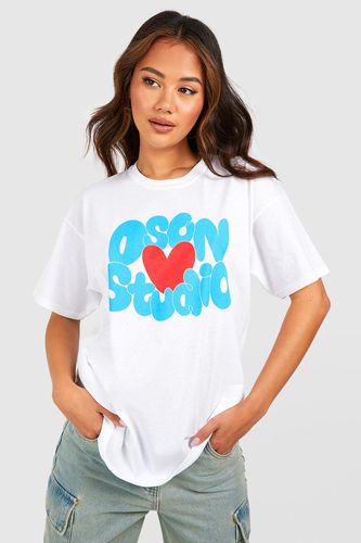 Womens Oversized Dsgn Studio Heart Print T-shirt - - L - boohoo - Modalova