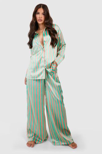 Womens Oversized Stripe Pyjama Set - - 10 - boohoo - Modalova