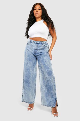 Womens Plus Acid Wash Split Straight Leg Jean - - 24 - boohoo - Modalova