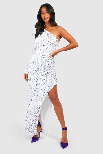 Womens Petite Velvet Sequin Asymmetric Maxi Dress - - 12 - boohoo - Modalova
