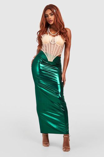 Womens Metallic Slip Fishtail Maxi Skirt - - 8 - boohoo - Modalova