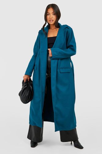 Womens Petite Oversized Maxi Wool Look Belted Coat - - 8 - boohoo - Modalova