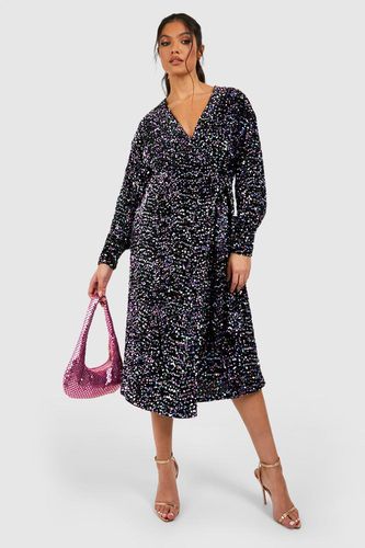 Womens Maternity Velvet Sequin Wrap Midi Dress - - 14 - boohoo - Modalova