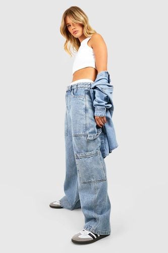 Womens Cargo Pocket Straight Leg Jeans - - 10 - boohoo - Modalova