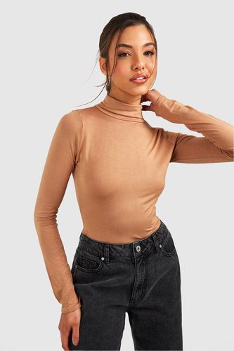 Womens Jersey Long Sleeve Roll Neck Bodysuit - - 10 - boohoo - Modalova