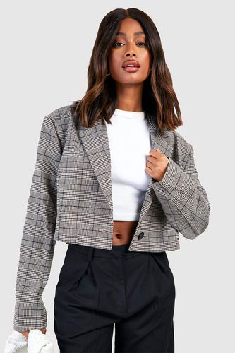 Womens Heritage Check Boxy Cropped Blazer - - 6 - boohoo - Modalova