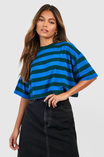Womens Wide Stripe Boxy Crop Tshirt - - 10 - boohoo - Modalova