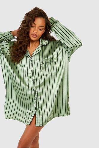 Womens Stripe Oversized Night Shirt - - 6 - boohoo - Modalova
