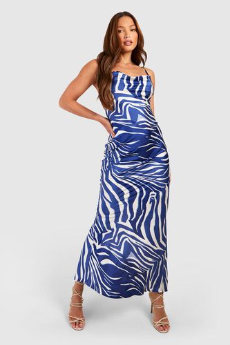 Womens Tall Zebra Print Cowl Strappy Satin Maxi Dress - - 10 - boohoo - Modalova