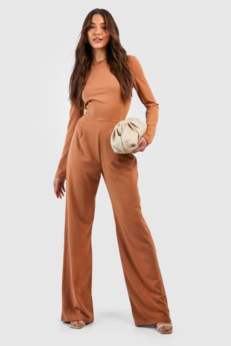 Womens Tailored High Neck Cinched Waist Wide Leg Jumpsuit - - 8 - boohoo - Modalova