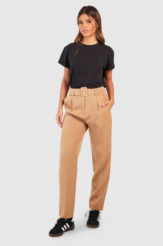 Womens Self Fabric Belted Slim Fit Trousers - - 10 - boohoo - Modalova