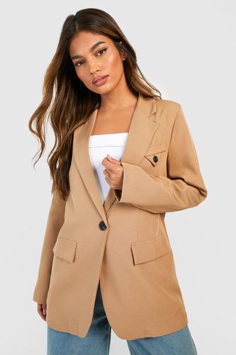 Womens Contrast Button Pocket Detail Tailored Blazer - - 10 - boohoo - Modalova