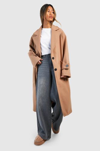 Womens Cuff Detail Oversized Wool Look Jacket - - 10 - boohoo - Modalova