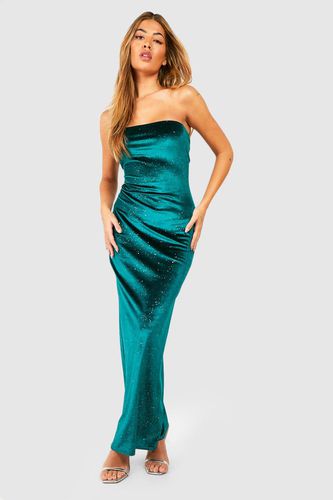Womens Bandeau Glitter Velvet Midaxi Dress - - 18 - boohoo - Modalova