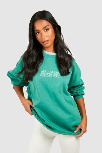 Womens Petite Running Club Embroidered Sweatshirt - - XS - boohoo - Modalova