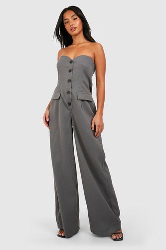 Womens Petite Bandeau Sweetheart Tailored Jumpsuit - - 8 - boohoo - Modalova