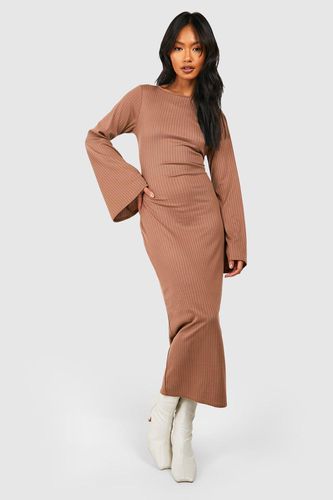 Womens Rib Knit Flare Sleeve Midaxi Dress - - S - boohoo - Modalova