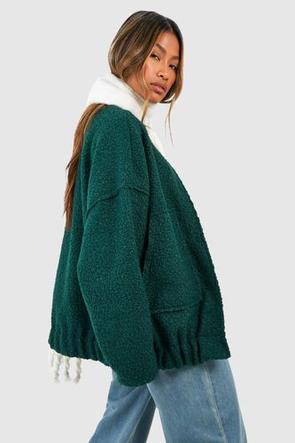 Womens Oversized Wool Look Bomber Jacket - - 12 - boohoo - Modalova