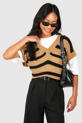 Womens Oversized Stripe Knitted Vest - - One Size - boohoo - Modalova