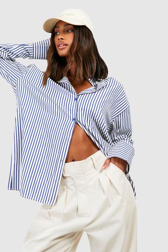 Womens Oversized Striped Pocket Detail Shirt - - 10 - boohoo - Modalova