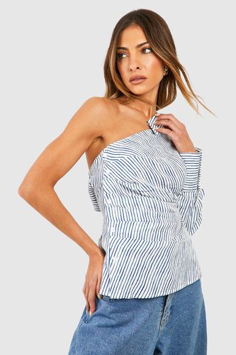 Womens Asymmetric Striped Long Sleeve Shirt - - 10 - boohoo - Modalova