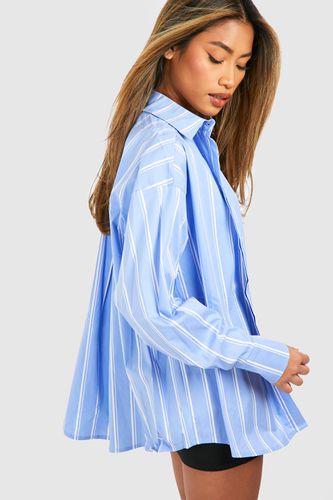 Womens Oversized Striped Cotton Poplin Shirt - - 10 - boohoo - Modalova
