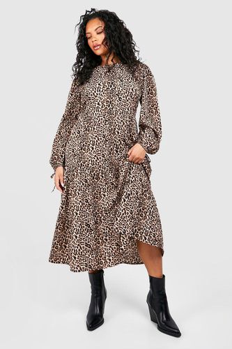 Womens Plus Woven Leopard Midi Dress - - 18 - boohoo - Modalova