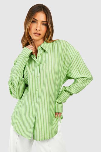 Womens Stripe Deep Cuff Shirt - - 10 - boohoo - Modalova