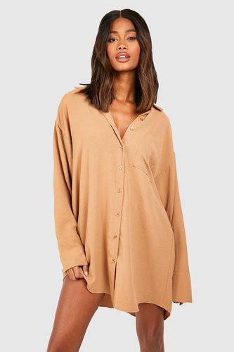 Womens Hammered Pocket Detail Fluid Fit Shirt Dress - - 12 - boohoo - Modalova