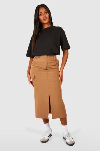 Womens Cargo Pocket Split Front Tailored Midaxi Skirt - - 10 - boohoo - Modalova