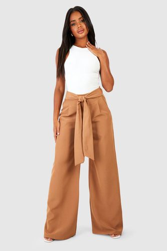 Womens Tie Waist Super Wide Leg Trousers - - 14 - boohoo - Modalova