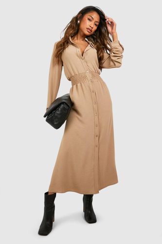 Womens Hammered Shirred Waist Shirt Dress - - 6 - boohoo - Modalova